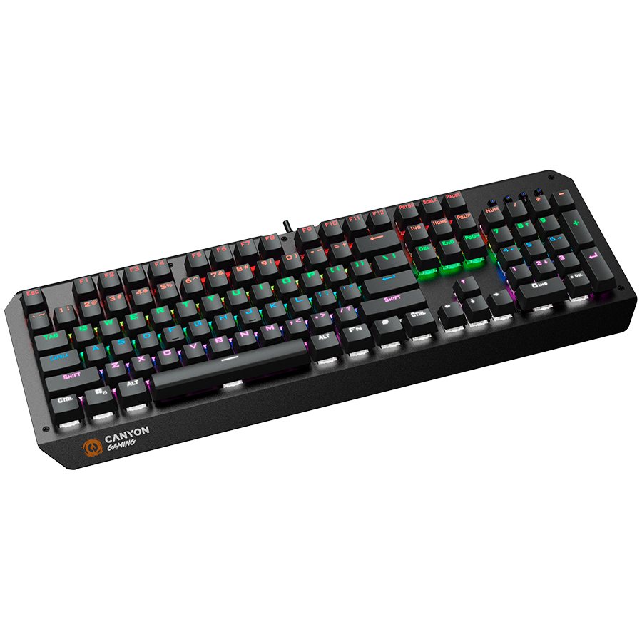 CANYON Hazard GK-6, Wired multimedia gaming keyboard with lighting effect, 108pcs rainbow LED, Numbers 104keys, EN double injection layout, cable length 1.8M, 450.5*163.7*42mm, 0.90kg, color black-photo 3