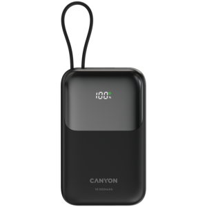 CANYON power bank OnPower 101 built-in cable 10000 mAh PD22.5W Black