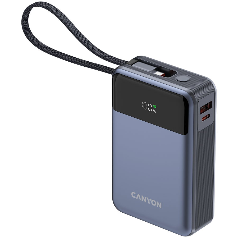 CANYON power bank OnPower 600 built-in cable 20000 mAh PD65W Dark Grey-photo 2