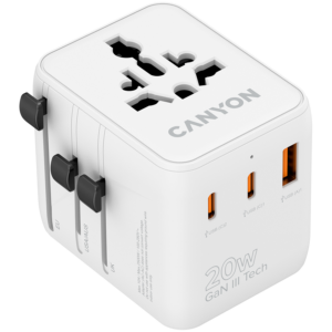 CANYON Travel Adapter OnTour 20 EU/UK/US/AUS 20W  White