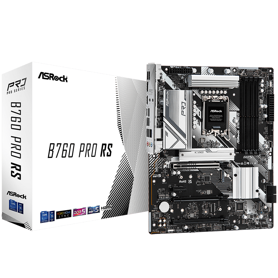 ASROCK MB Desktop B760 Pro RS (S1700, 4x DDR5, 1x PCIe 5.0 x16, 1x PCIe 4.0 x16, 1x PCIe 3.0 x16, 1x PCIe 3.0 x1, 2x Hyper M.2 PCIe Gen4x4, 1x M.2 PCIe Gen 4x2, 4x SATA3, 2x USB-C, 6x USB 3.2, 4x USB 2.0, 1xRJ-45 2.5GB, 1x HDMI, 1x DP, ATX