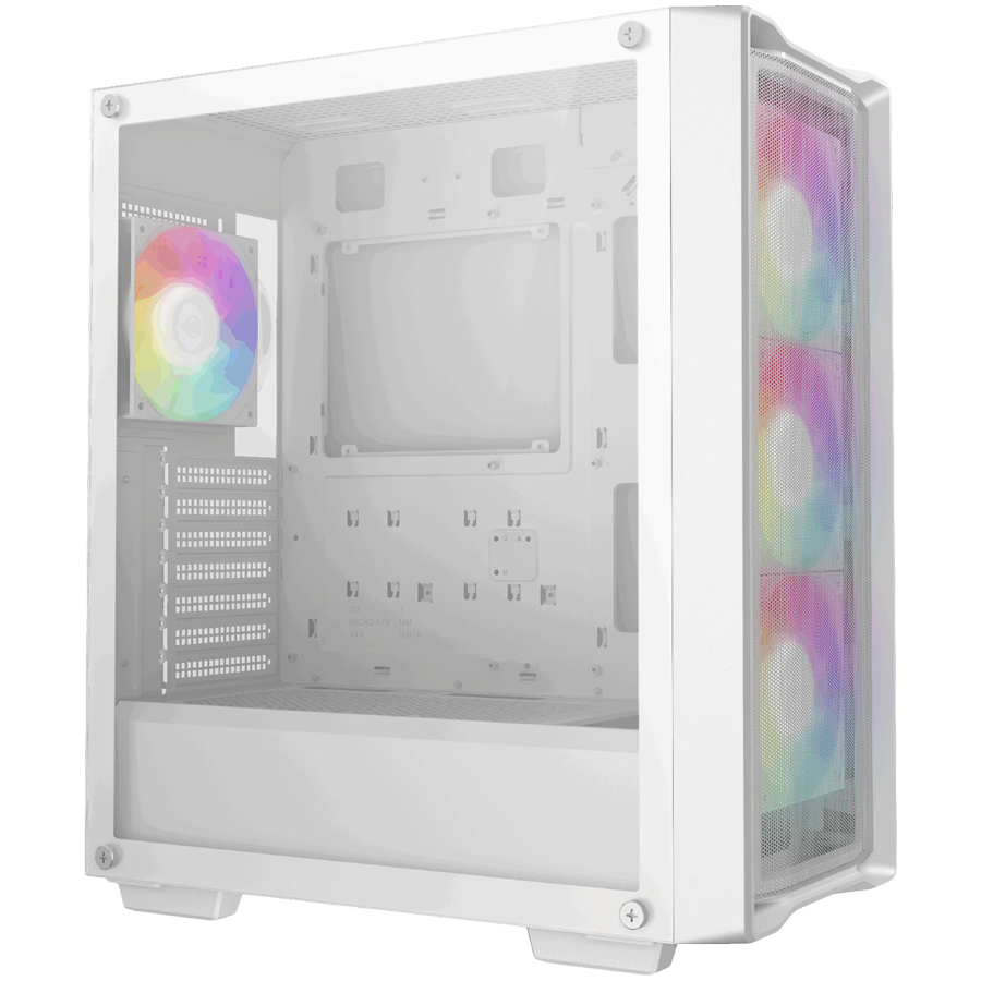 DeepCool CC560 MESH WH V2, Mid Tower, Mini-ITX/Micro-ATX/ATX, 2xUSB3.0, 1xAudio, 4x120mm Pre-Installed ARGB Fans, Tempered Glass, Mesh Panel, White, R-CC560-WHAMA4-G-2 - Image 2