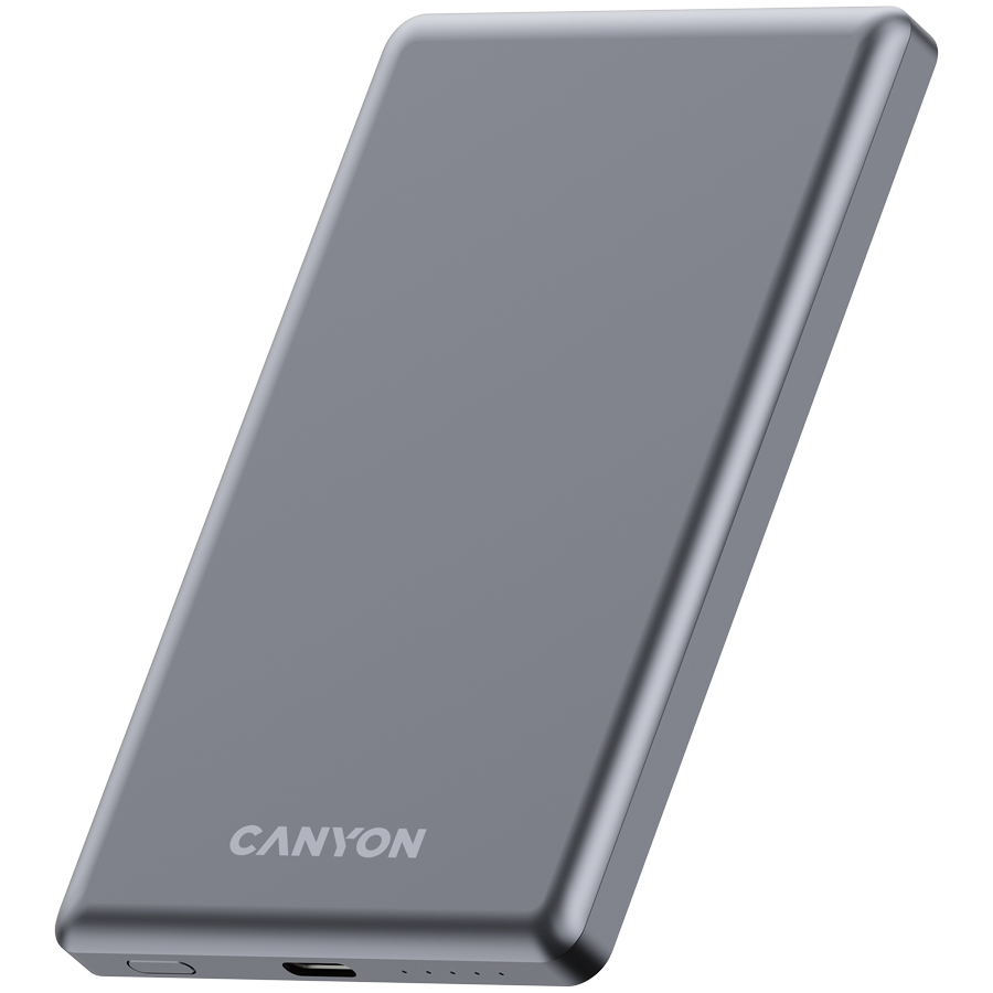 CANYON power bank OnPower 505 slim Magnetic 5000 mAh PD20W Dark Grey - Image 2