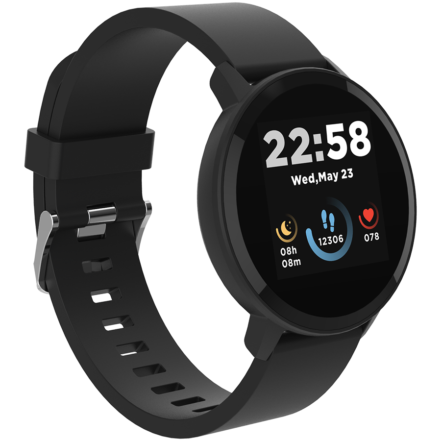 CANYON Lollypop SW-63, Smart watch, 1.3inches IPS full touch screen, Round watch, IP68 waterproof, multi-sport mode, BT5.0, compatibility with iOS and android, black, Host: 25.2*42.5*10.7mm, Strap: 20*250mm, 45g-photo 1