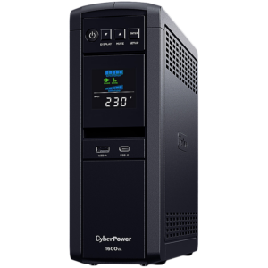 CyberPower UPS AVR,1600VA/1000W, Line-Interactive, LCD display, Sine Wave output (for Active PFC ), 6x Schuko, Runtime at 500W ( min ):9.7 Surge and Spike protection;slot SNMP card; CP1600EPFCLCD