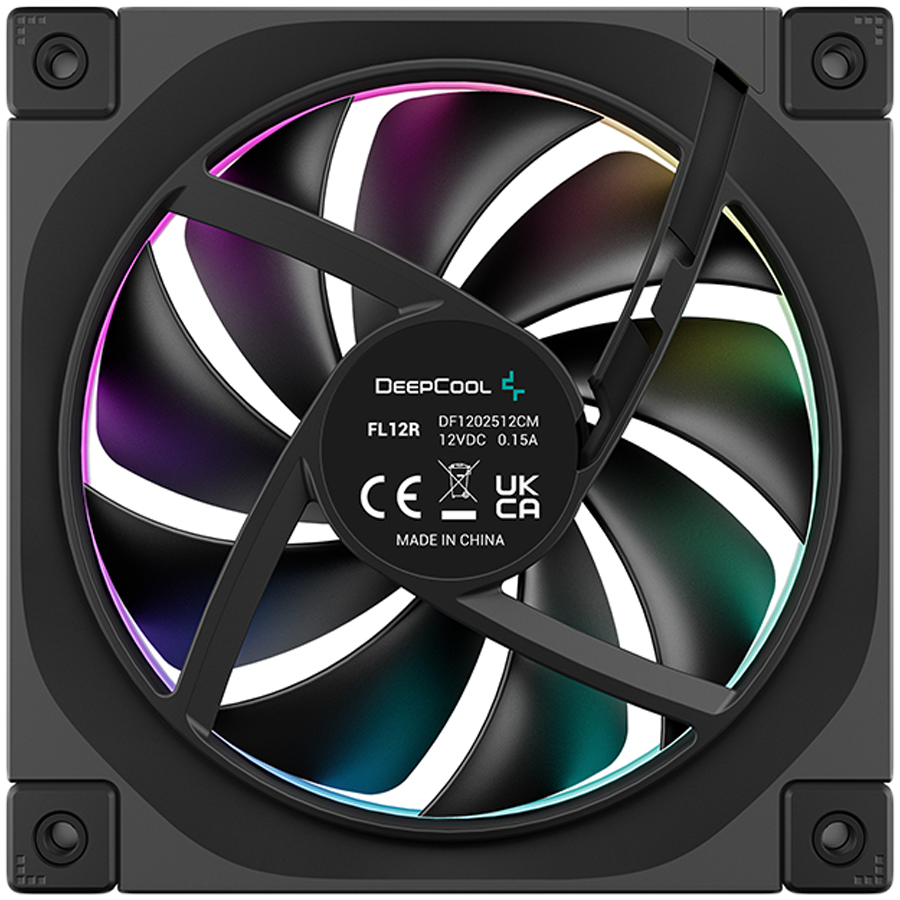 DeepCool FL12R 3IN1, 3x120mm ARGB Reverse Fans, Daisy Chain, 8-pin Cable, PWM, Fluid Dynamic Bearing, PBT, 3 pack, ARGB Halo, R-FL12R-BKAPN3-G, 3Y-photo 1