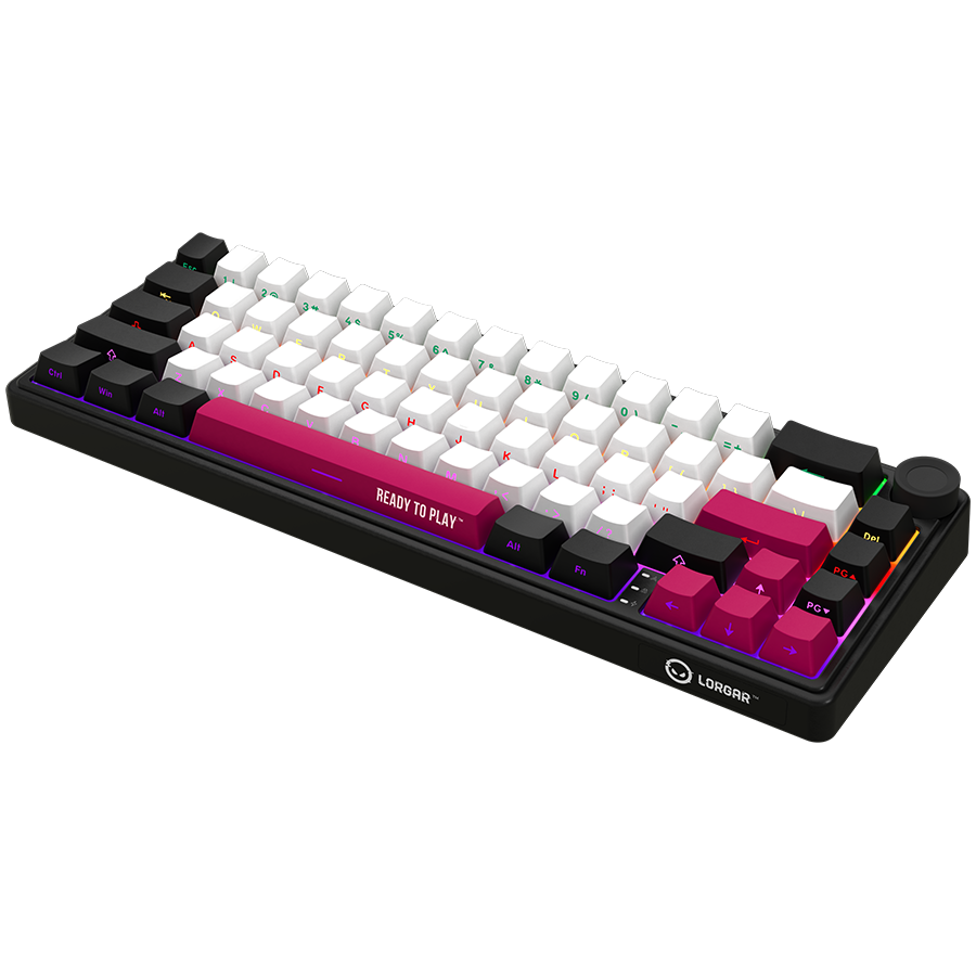 LORGAR KBP70MW, Wireless 65% Mechanical Gaming Keyboard Pro, Black/red, EN layout-photo 1