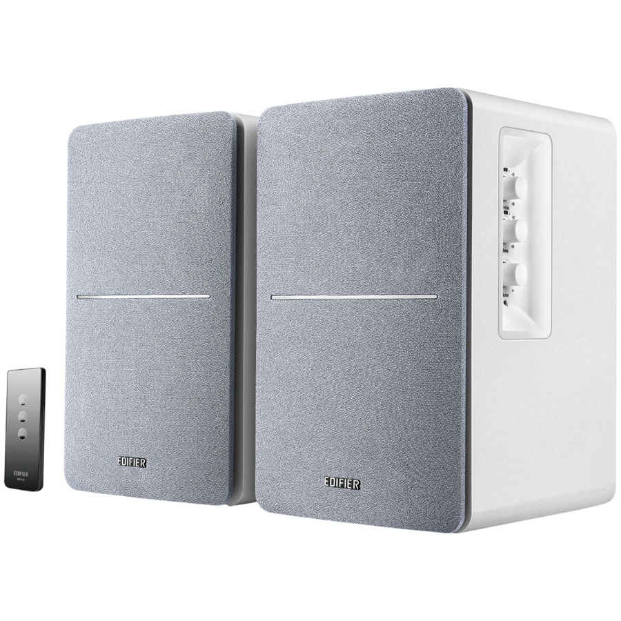 Edifier R1280T 2.0 Bookshelf Speakers, RCA, 0.5-inch Tweeters, 4-inch Drivers, 42W (RMS), Control Knobs and Remote Control, White