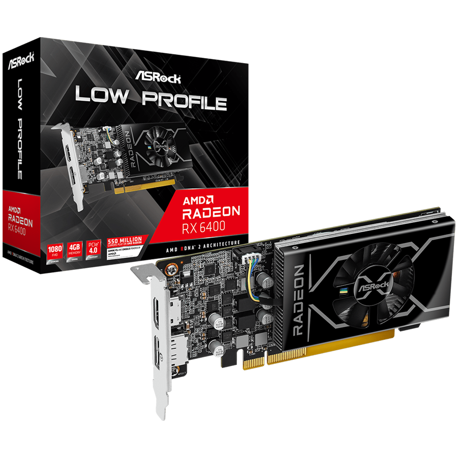 ASROCK Video Card AMD Radeon RX 6400 Low Profile 4GB