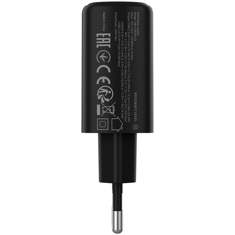CANYON charger OnCharge 250 25W 1xPD 1xQC EU Black - Image 3