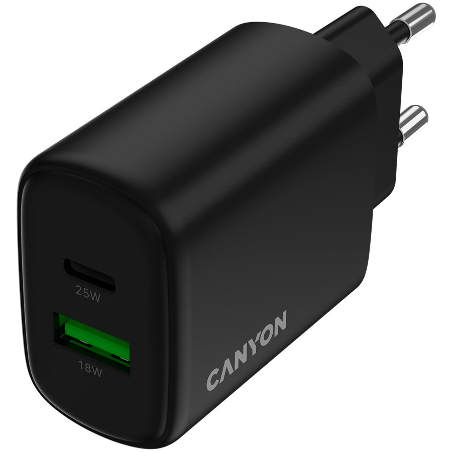 CANYON charger OnCharge 250 25W 1xPD 1xQC EU Black - Image 4