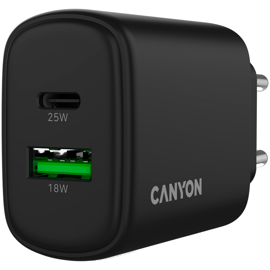 CANYON charger OnCharge 250 25W 1xPD 1xQC EU Black - Image 5