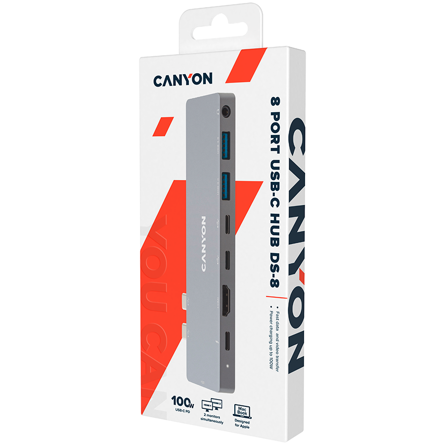 CANYON hub DS-8 8in1 Thunderbolt 4k Space Grey-photo 4