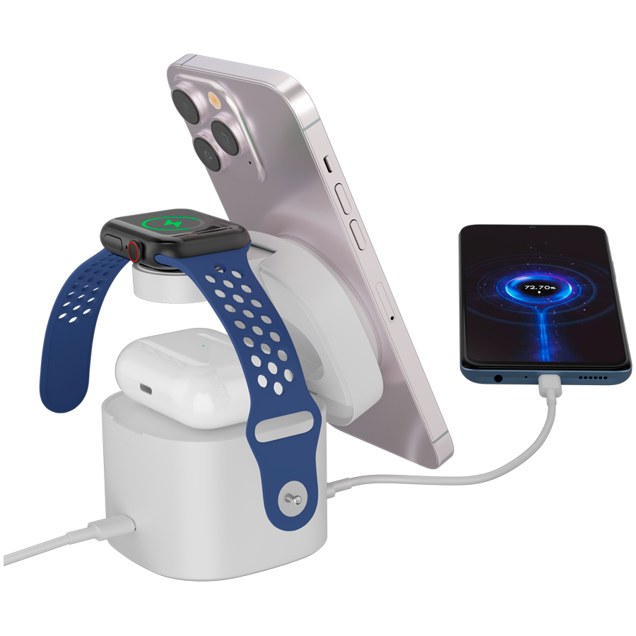 Canyon 4 in 1 Wireless Charging Stand, 30W max, Size: 70x70x70.3mm, weight: 414g, with 65W charger and 1M cable, white-photo 3