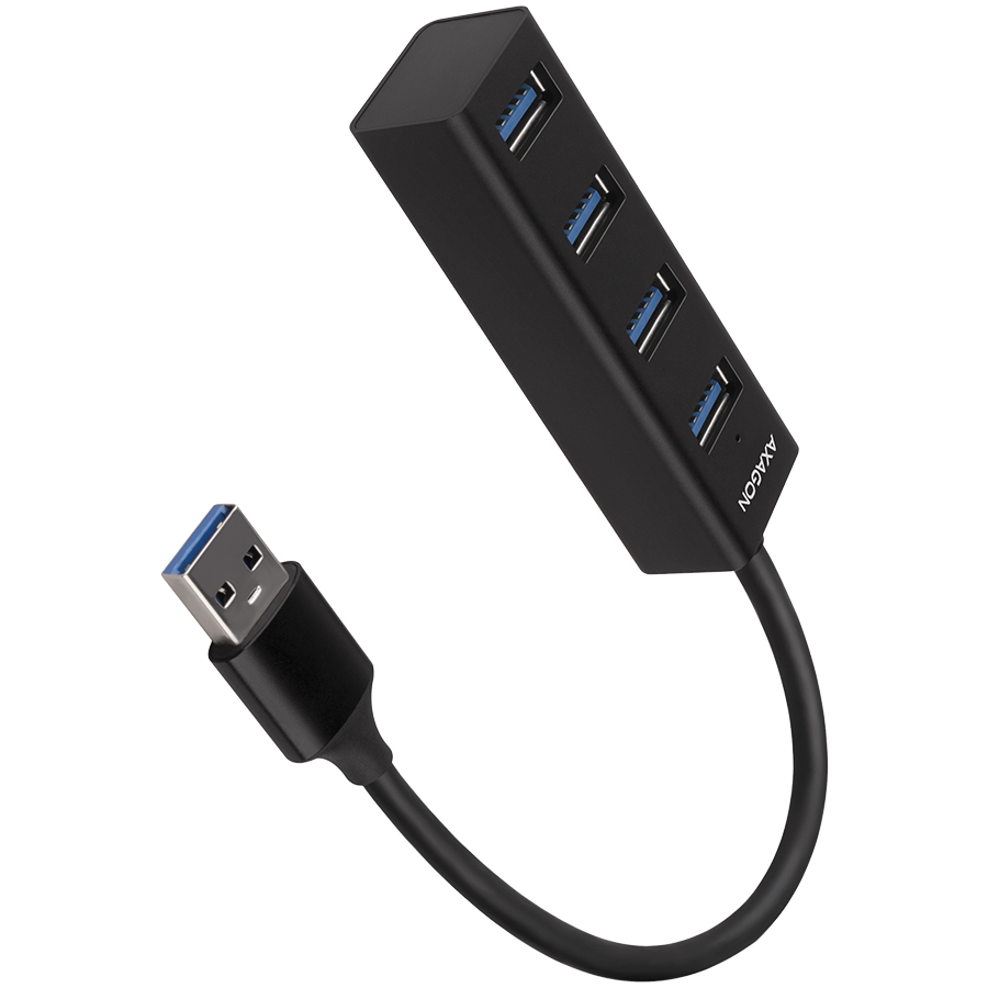 AXAGON HUE-M1A 4x USB3.2 Gen 1 MINI hub, metal, 20cm USB-A cable