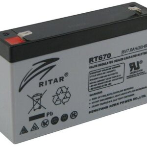 Оловна батерия RITAR, (RT670) AGM, 6V, 7Ah, 151 /34 /94 mm, Терминал1