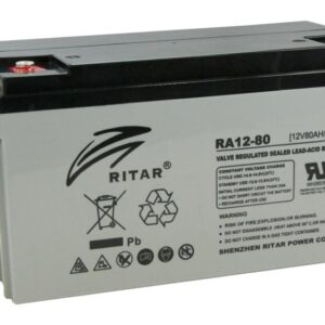 Оловна батерия RITAR (RA12-80), AGM, 12V, 80 Ah, 350/ 167/ 182 mm, Терминал F11(M6)