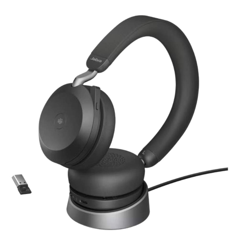 Jabra Evolve2 75 стерео слушалки, Bluetooth, Link 380, ANC, MS, USB-C - USB-A, зарядна стойка, черни - Image 2