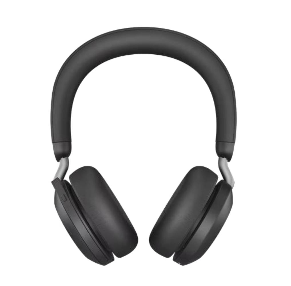 Jabra Evolve2 75 стерео слушалки, Bluetooth, Link 380, ANC, MS, USB-C - USB-A, зарядна стойка, черни