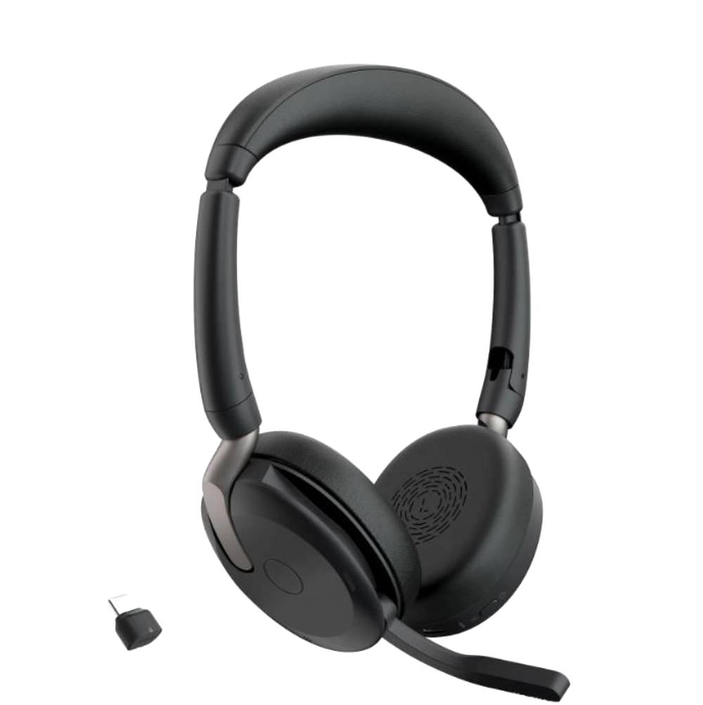 Jabra Evolve2 65 Flex стерео слушалки, Bluetooth, USB-C, ANC, зарядна подложка, черни - Image 2