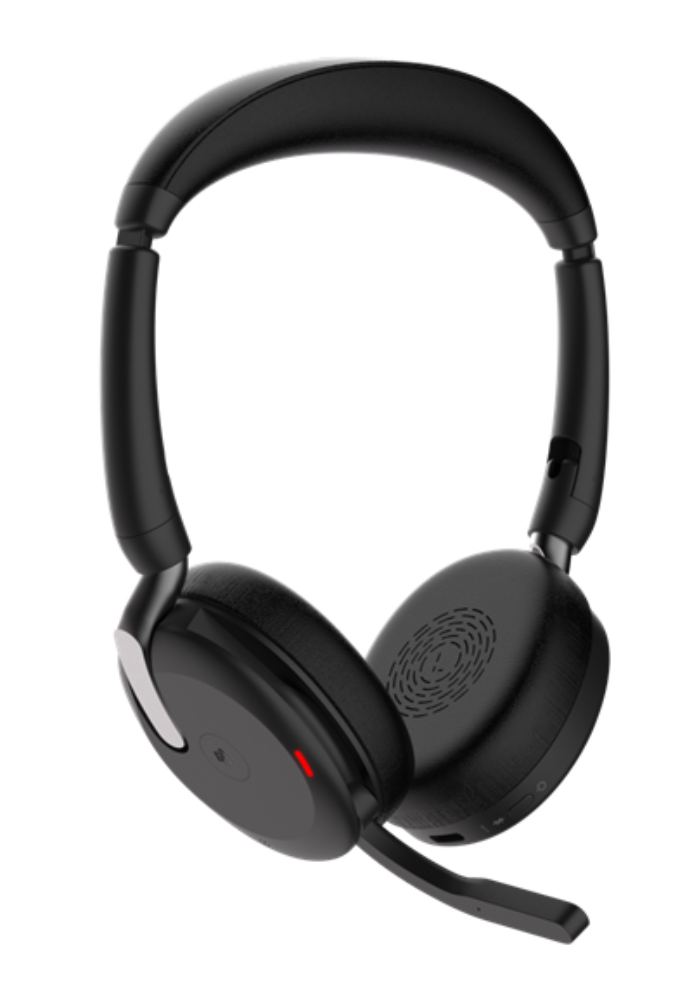 Jabra Evolve2 65 Flex стерео слушалки, Bluetooth, USB-C, ANC, зарядна подложка, черни