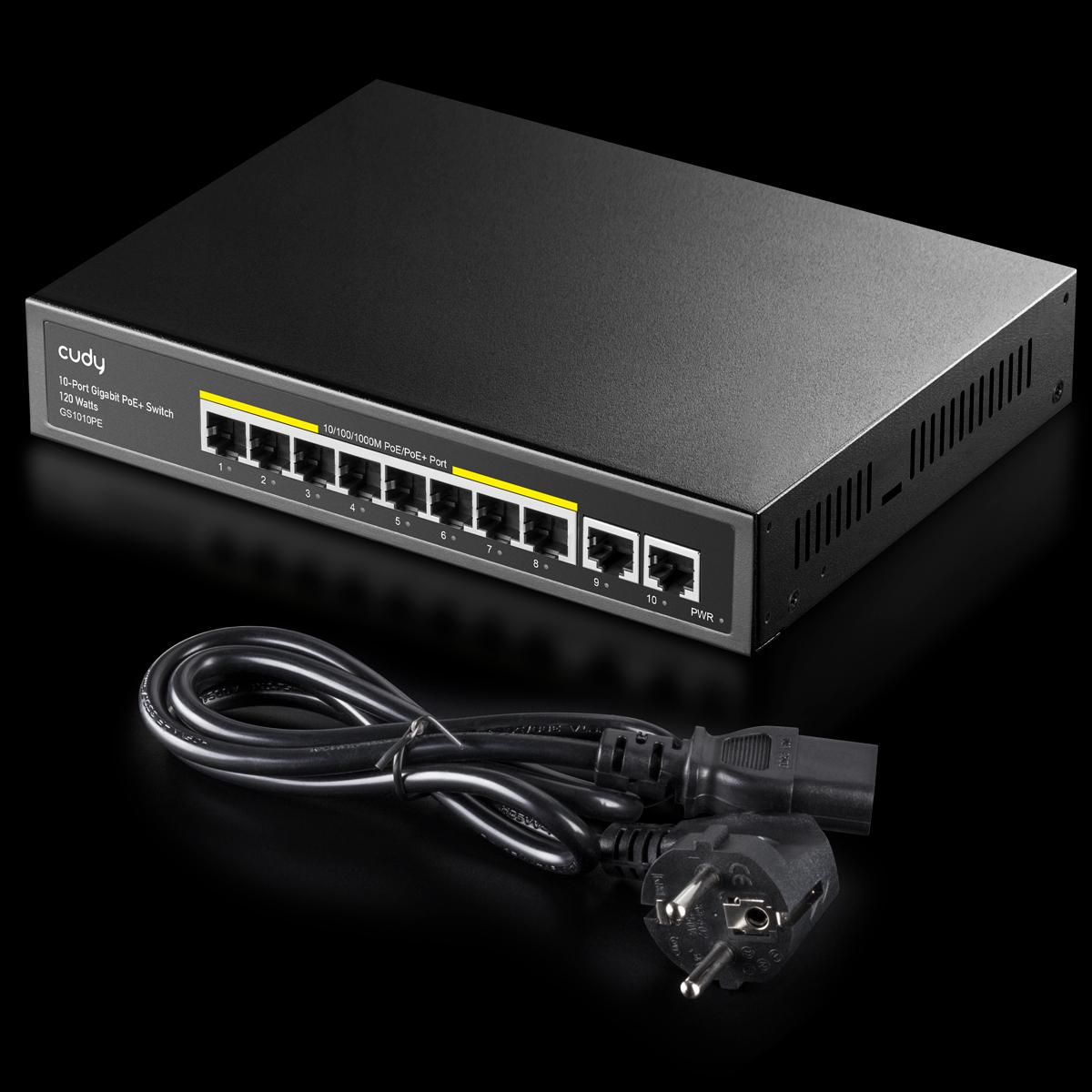 Суич Cudy GS1010PE, 8 портов, 10/100/1000, PoE 120W, 2 x Uplink порта - GS1010PE - Image 3