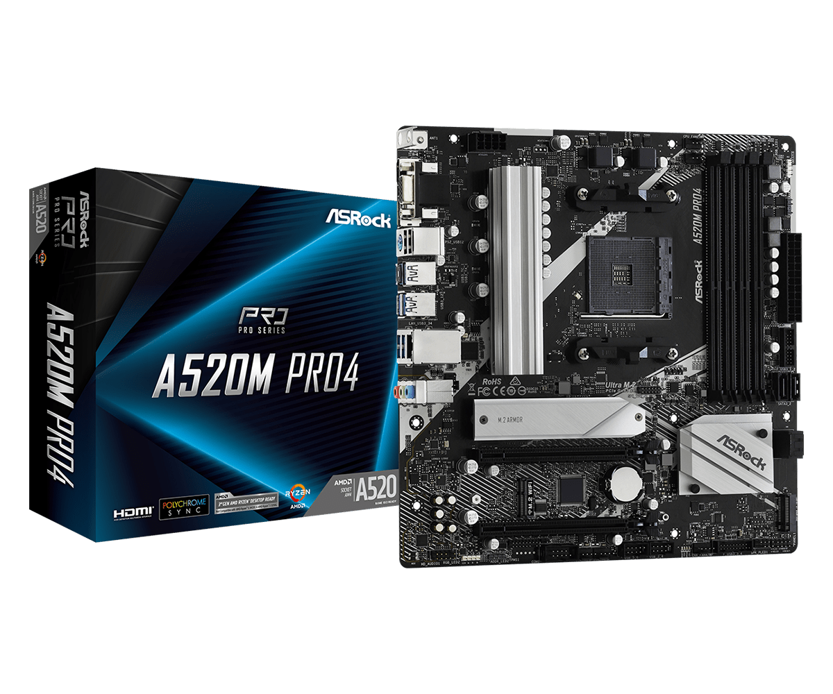 Дънна платка ASROCK A520M PRO4 /AM4 - 64690