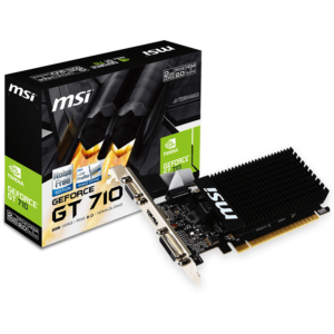 MSI Video Card NVidia GeForce GT 710, 2048MB DDR3, 64-bit, 12.8 GB/s, 1600 Mbps Effective Memory Speed, 954 MHz Clock, PCI Express 2.0, HDMI 1.4, Dual-link DVI-D - GT 710 2GD3H LP