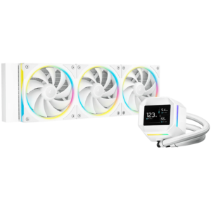 DeepCool LM360 WH, 360mm CPU Liquid Cooler, 2.4" LCD screen, 3x120mm FL12 SE ARGB PWM Fans, Fluid Dynamic Bearing, White, Intel LGA1851/1700/1200/1151/1150/1155, AMD AM5/AM4, R-LM360-WHDMMC-1, 3Y