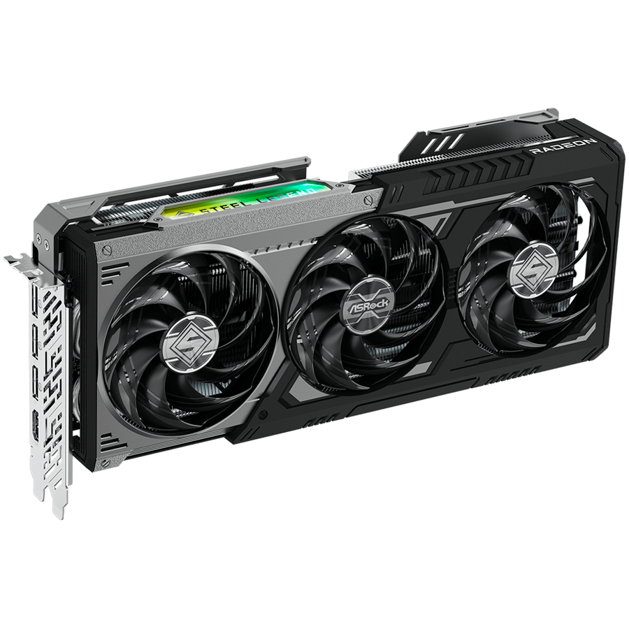 ASROCK Video Card AMD Radeon RX 9070 XT Steel Legend Dark 16GB GDDR6 256-bit HDMI 3x DP - Image 2