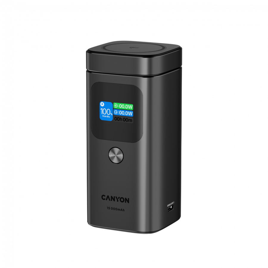 CANYON Qi2 magnetic power bank OnPower 150 15000mAh Aluminium Dark grey - Image 2