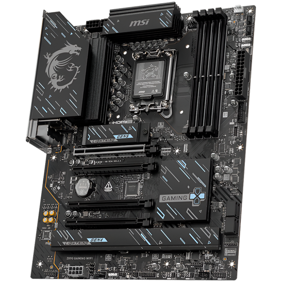 MSI Z890 GAMING WIFI, LGA 1851, Dual Channel DDR5 up to 8800(OC)MHz, 4x PCIe x16 slots, 3x M.2 slots, 6x USB 5Gbps A, 1x USB 20Gbps Type-C, 1x HDMI, 1x Type-C DP, 1x DP, 2.5Gbps LAN, Wi-Fi 7, 7.1 Audio, 3Y Warranty - Image 4