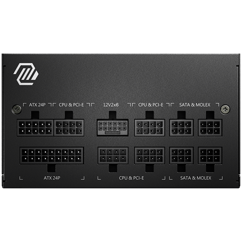 MSI MAG A750GL PCIE5, 750W, 80 Plus Gold, ATX Form Factor, 100~240 Vac Input Voltage, 47Hz ~ 63Hz Input Frequency, 120 mm Fan, 140 x 150 x 86mm, Active PFC, OCP, OVP, OPP, OTP, SCP, UVP, ATX, 2xEPS, 4XPCi-E, 8xSATA, 4xMOLEX, 1xFDD, 7Y - Image 2