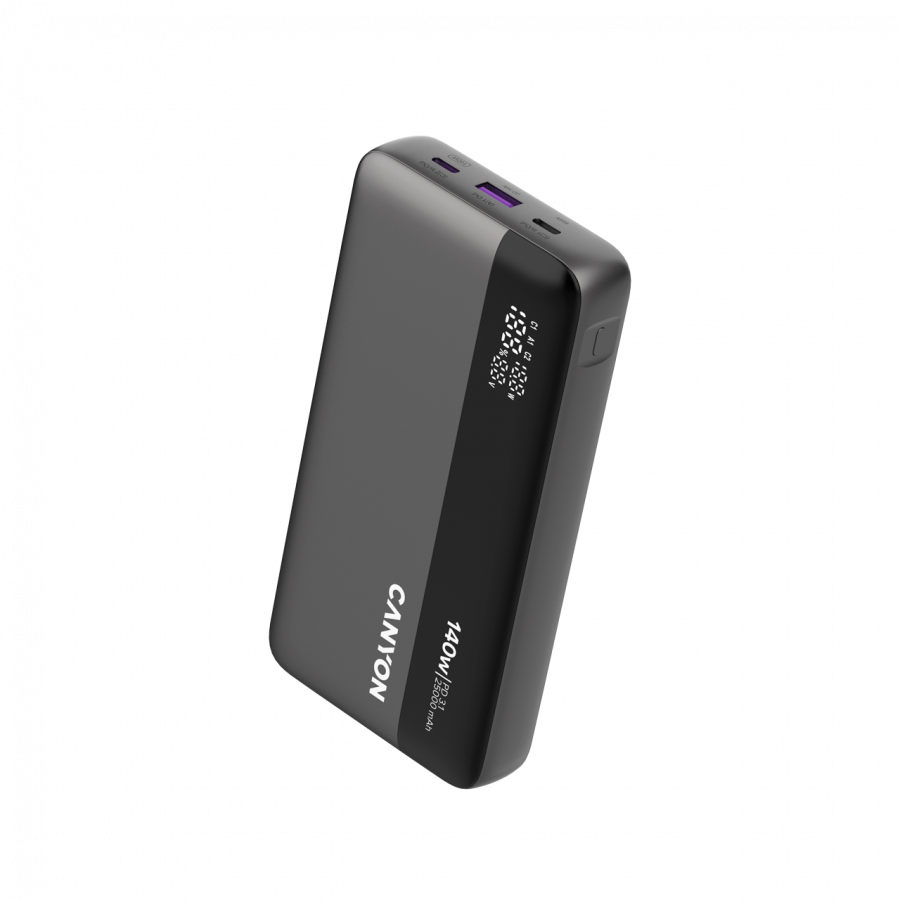 CANYON Power Bank PB-240, 25000mAh PD140W display power bank,Size160.0x82x27 mm Weight 508+-10g, Dark Grey - Image 2