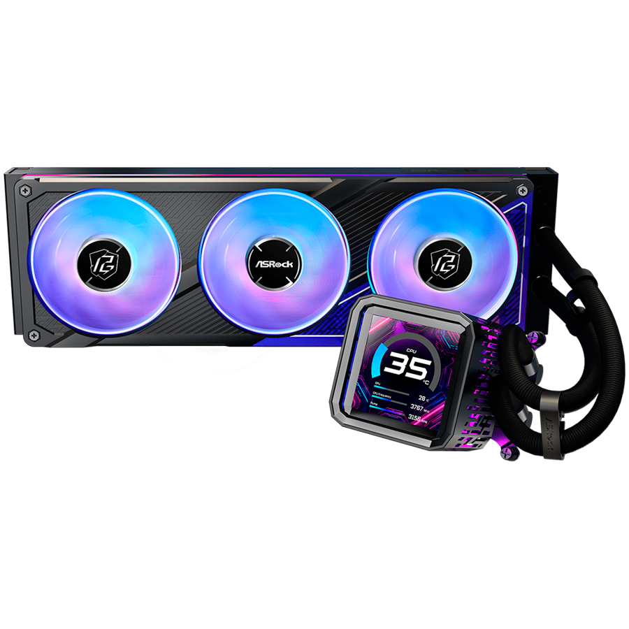 Asrock PHANTOM GAMING 360 LCD, AiO liquid cooler, ARGB, IPS LCD, 360 mm radiator, AM5, AM4, LGA1851, LGA1700, 90-APGA36-BAAGA5, 6Y - Image 3