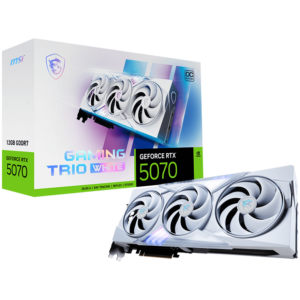 MSI Video Card Nvidia GeForce RTX 5070 12G GAMING TRIO OC White, 12GB GDDR7, 192bit, Effective Memory Clock: 28000MHz, Boost: 2610 MHz, 6144 CUDA Cores, PCIe 5.0, 3x DP 2.1b, HDMI 2.1b, RAY TRACING, Triple Fan, 1x16pin, 650W Recommended PSU, 3Y