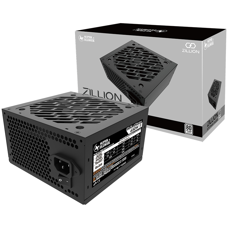 Super Flower Zillion DW White 650W ATX 2.4, 80 Plus White, Flat Black Cables, 120mm Fan, 140mmx150mmx86mm, 2 Year Warranty