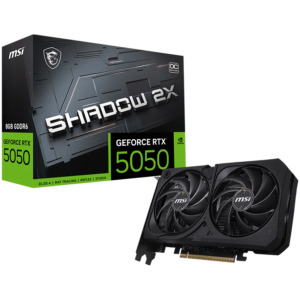 MSI Video Card NVIDIA GeForce RTX 5050 8G SHADOW 2X OC, 8GB GDDR6, 128-bit, 2602 MHz Boost, 2560 CUDA Cores, PCIe 5.0 (x8), 3x DP 2.1b, HDMI 2.1b, RAY TRACING - RTX_5050_8G_SHADOW_2X_OC