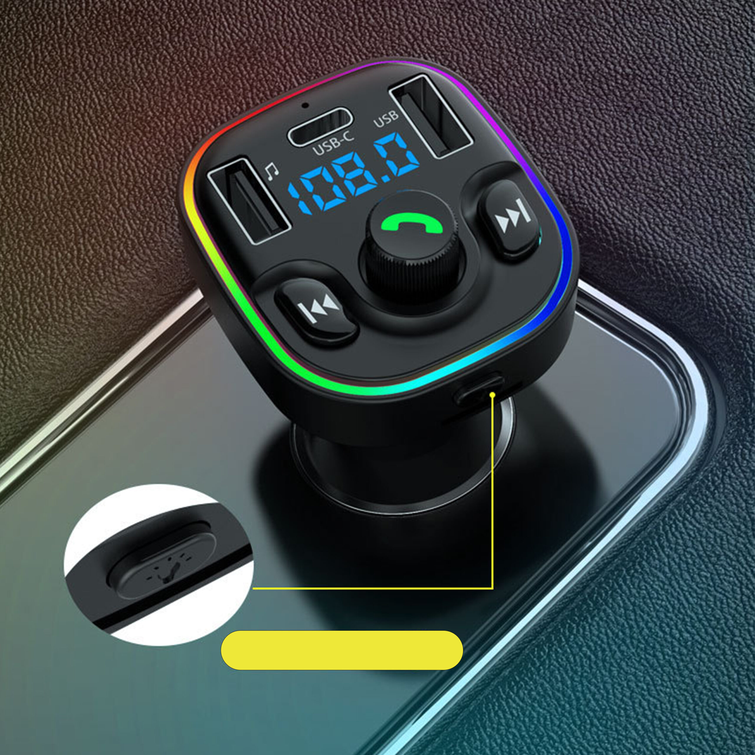 FM Трансмитер Earldom ET-M79, Bluetooth, Micro SD, USB, Type-C, QC, Черен - 17775 - Image 2