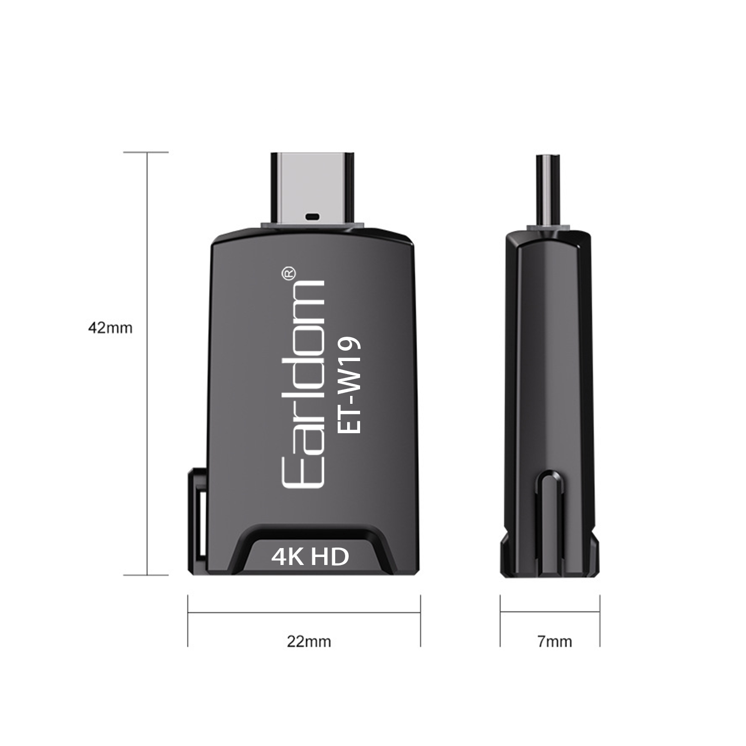 Преходник Earldom ET-W19 HDMI (F) към Type-C, HD 4K, Сив - 40376 - Image 4