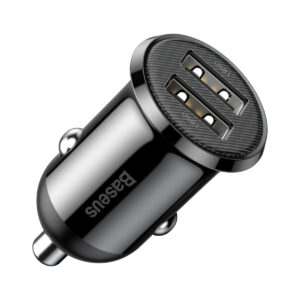 Зарядно устройство за кола Baseus Grain Pro, 4.8A, 2 x USB, Черен - 40509