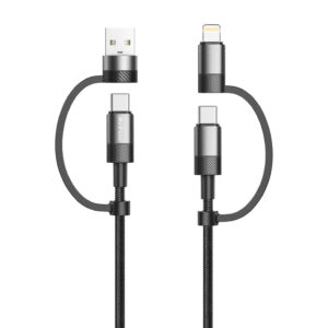 Кабел за данни DeTech DE-54UCI, 4в1 USB-Lightning/Type-C Type-C - Type-C, 1.0m, Черен - 40535