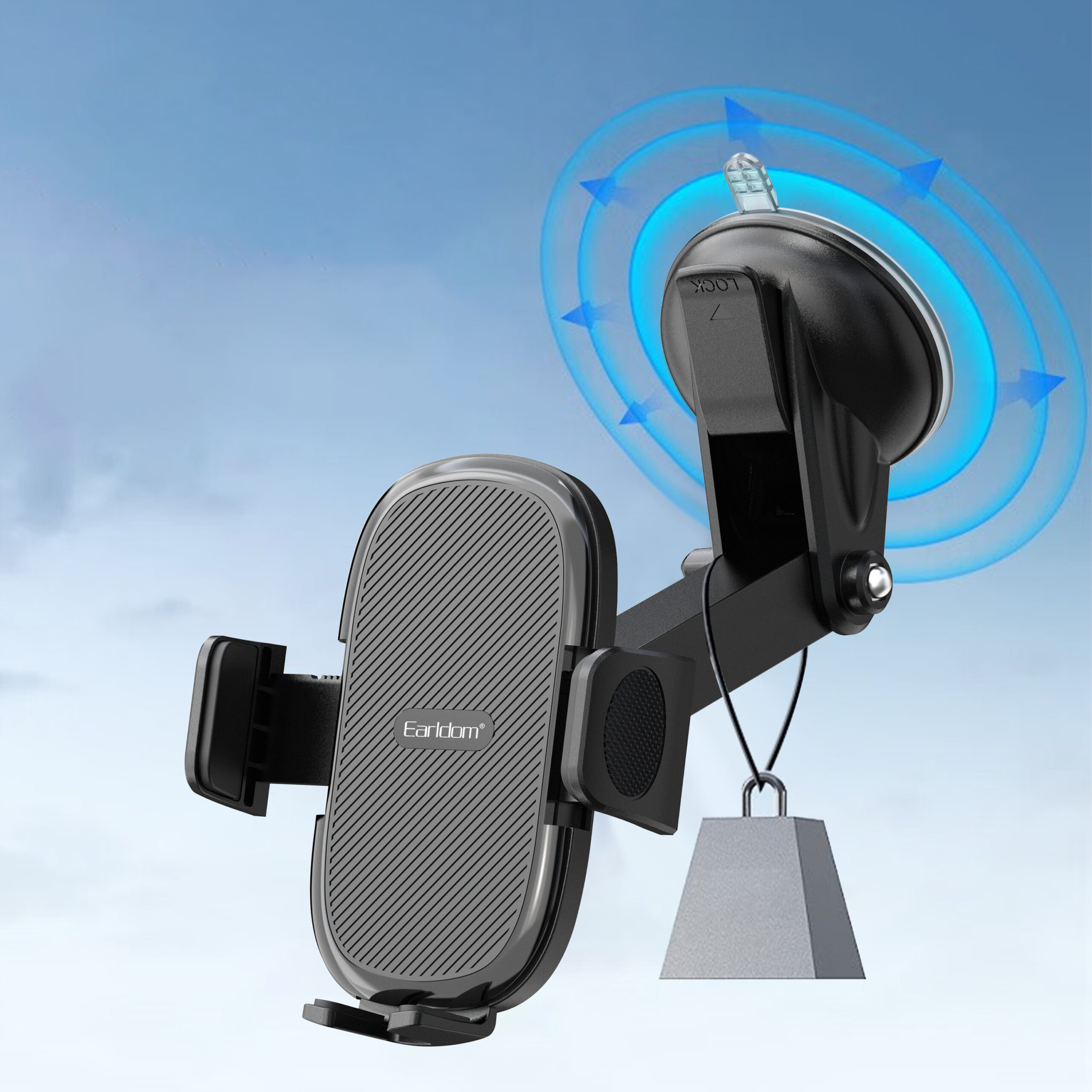 Универсална стойка за телефон Earldom ET-EH212, с вaкуум, Черен - 17779 - Image 3