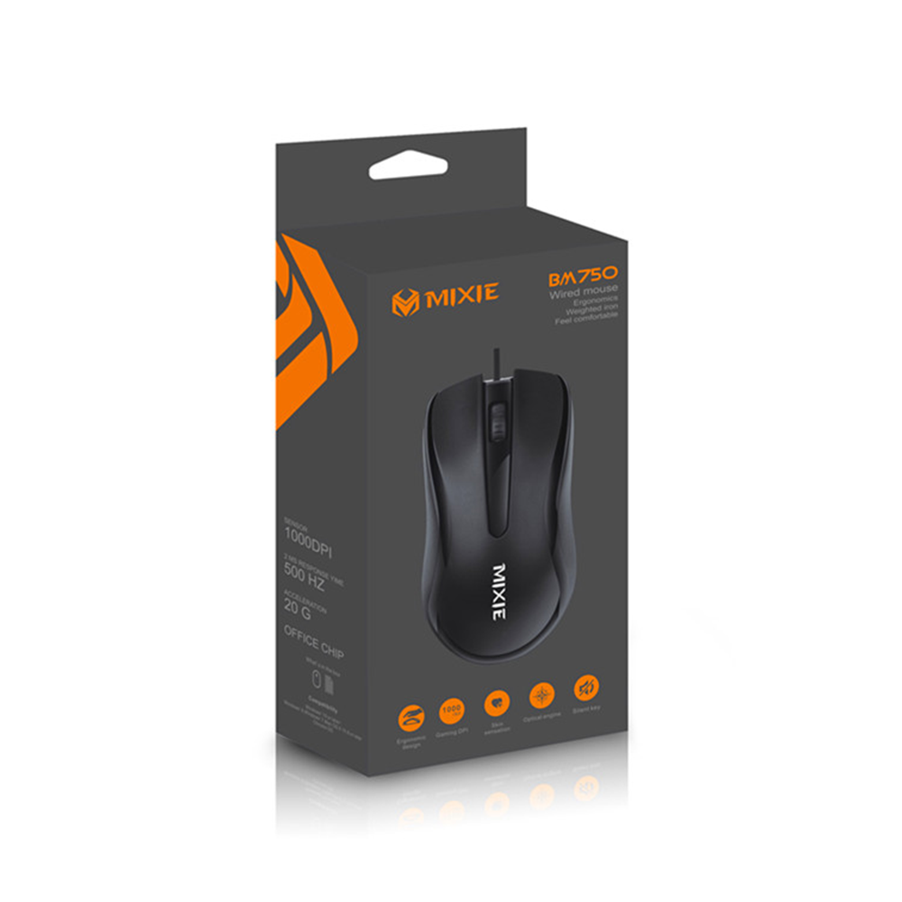 Мишка Mixie B760, Оптична, 4D, Черен - 755 - Image 2