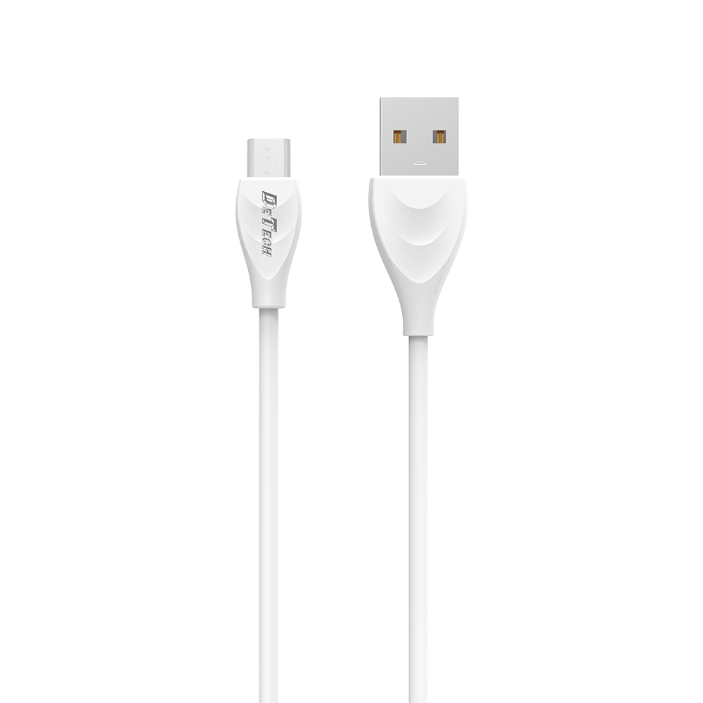 Кабел за данни DeTech DE-24M, Micro USB, 1.0m, Бял - 14126