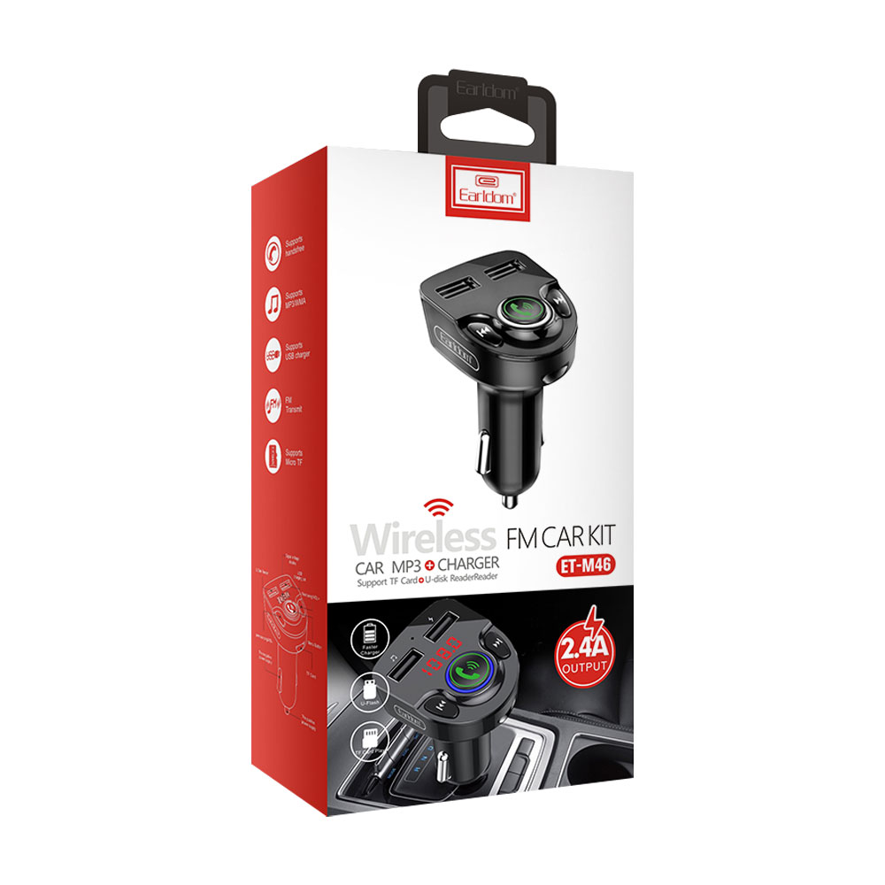 FM Трансмитер Earldom ET-M46, Bluetooth, USB, 5V/2.4A, Черен – 17388 - Image 3