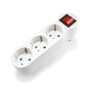 Разклонител , 3 Гнезда, 220V, С ключ, Без кабел, Бял - 17709