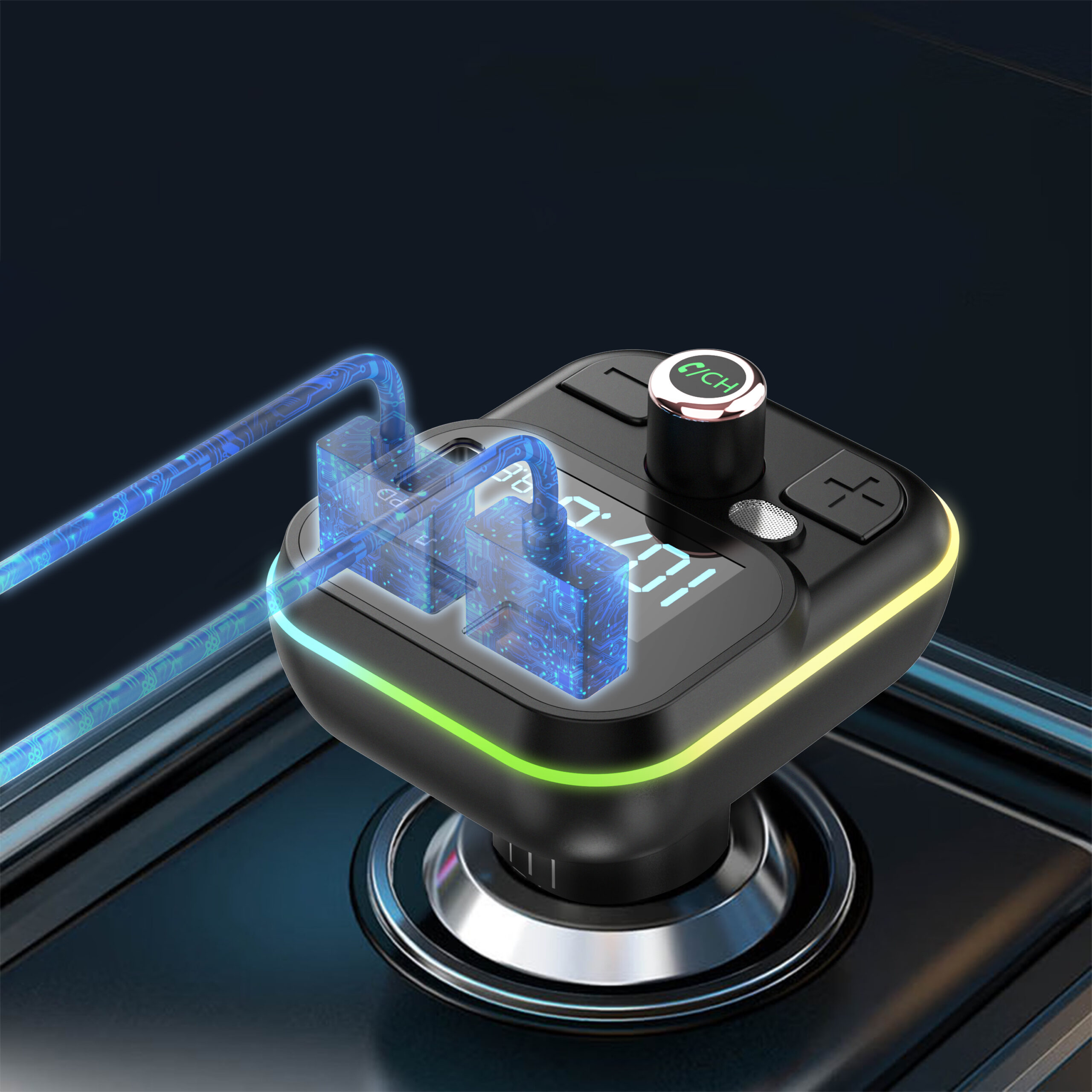 FM Трансмитер Earldom ET-M86, Bluetooth, USB, Type-C, PD, 3.1A, Черен - 17771 - Image 5