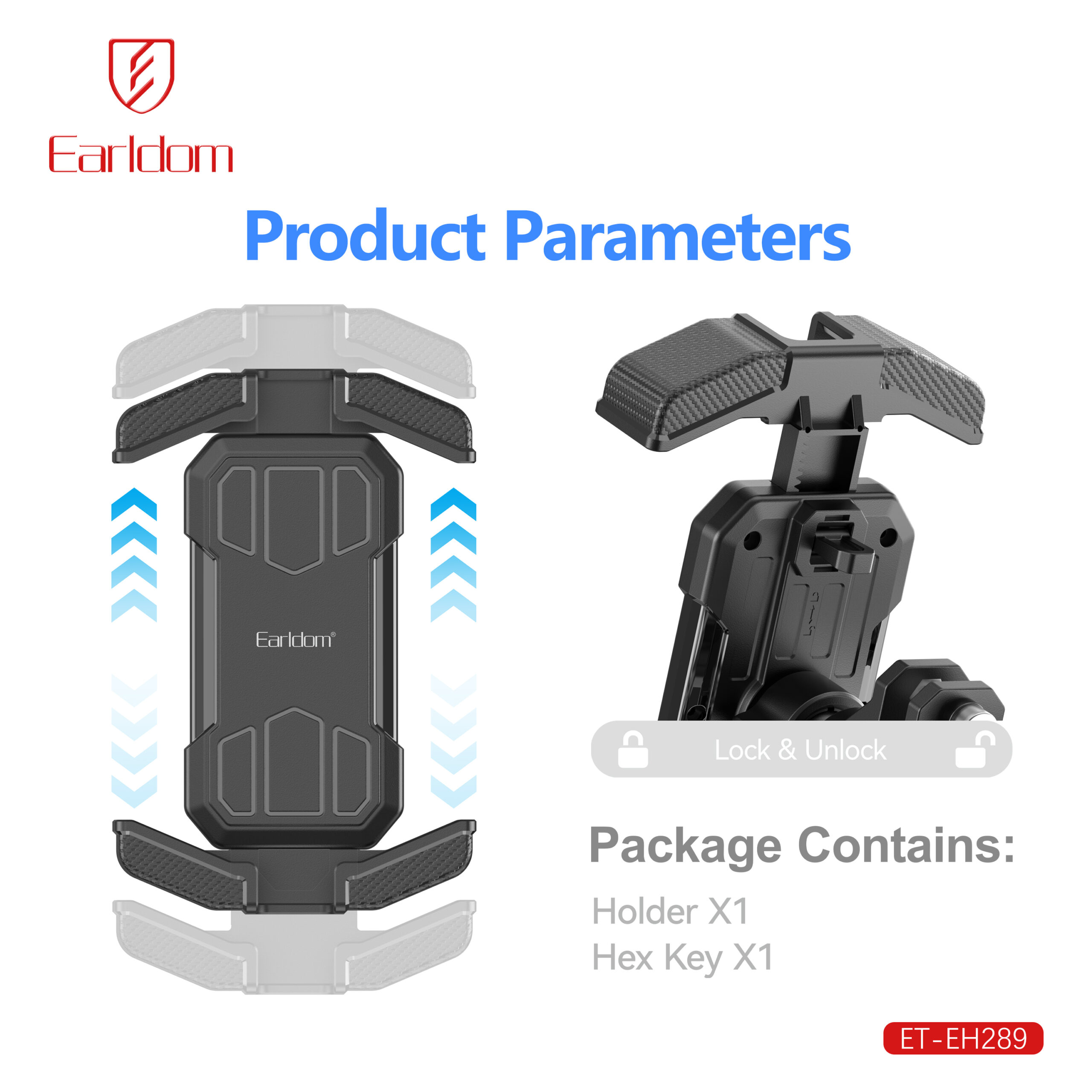 Универсална стойка за телефон, за велосипед, Earldom ET-EH289, Черен - 17897 - Image 5