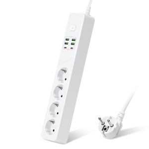 Удължител , 4 гнезда, 250V, 10A, Кабел, 1.8м., 4 x USB-F, 2 x USB-C, С ключ, Бял - 17968